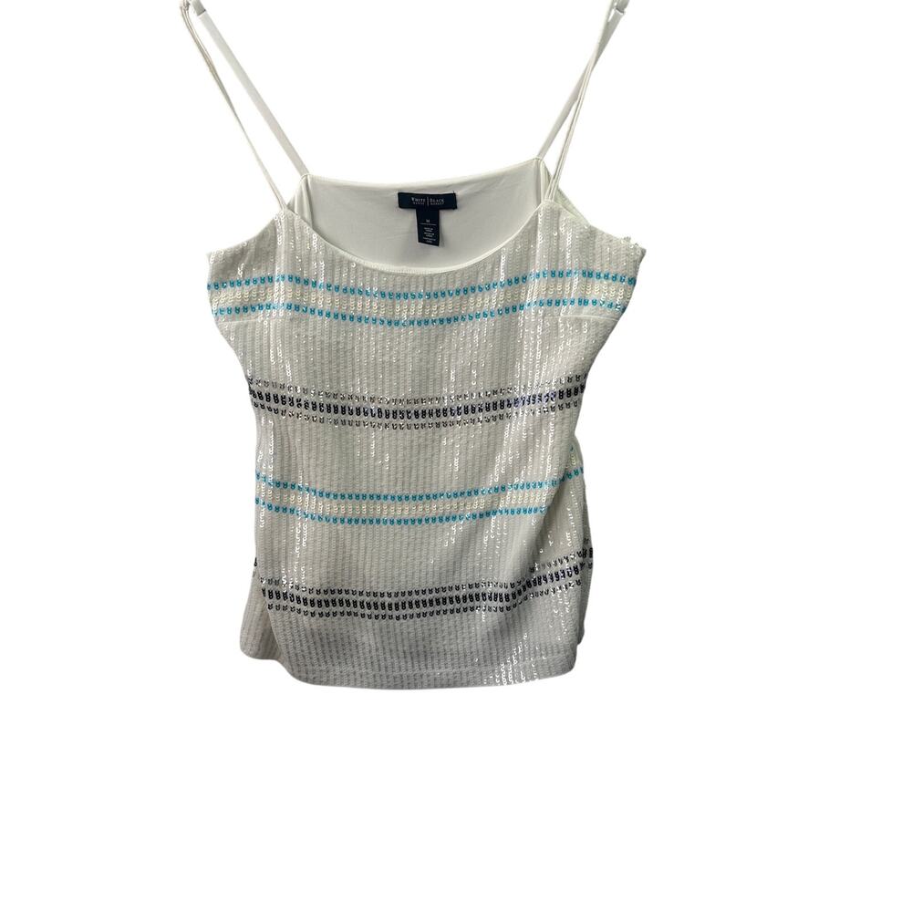 White House Black Market Sequin Stripe Tank • Size M (US 8–10)